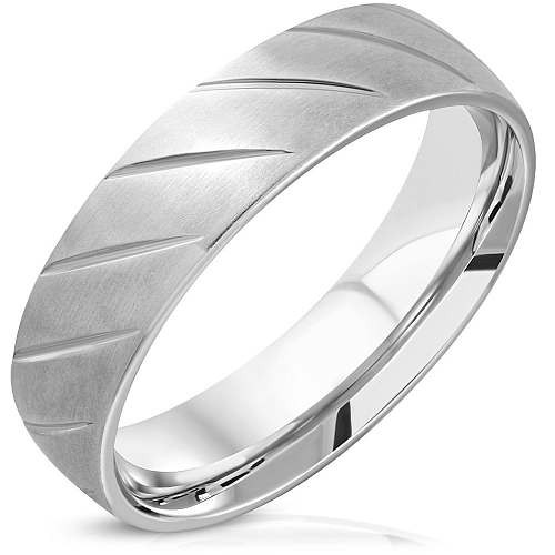 Ocelový prsten XXR 797 s pravidelnými zářezy po obvodě prstenu o velikosti 8