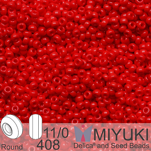 Korálky Miyuki Round 11/0. Barva 0408 Opaque Red. Balení 5g.