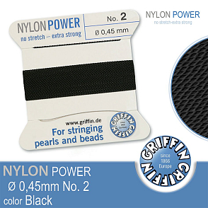 NYLON Power velmi pevná nit GRIFFIN síla nitě 0,45mm Barva Black