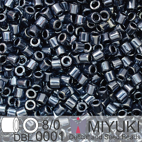 Korálky Miyuki Delica 8/0. Barva Gunmetal DBL0001. Balení 5g.