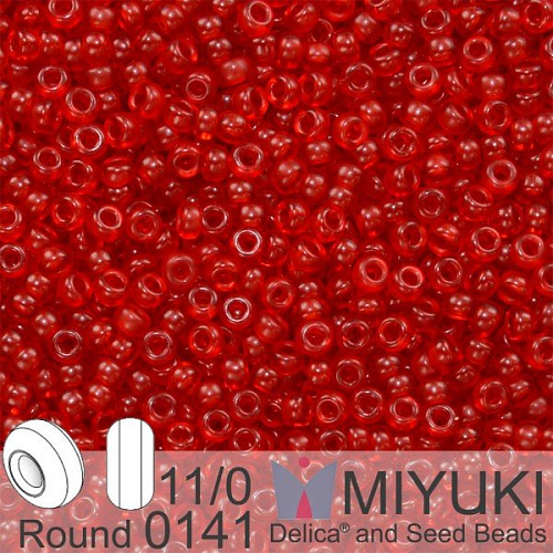 Korálky Miyuki Round 11/0. Barva 0141 SF Tr Ruby . Balení 5g.
