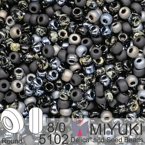 Korálky Miyuki Round 8/0. Barva 5102 Mix Mysterious darkness. Balení 5g