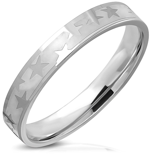 ocelový prsten RRWS 089 s jednoduchým vzorkem hvězdiček o velikosti 7