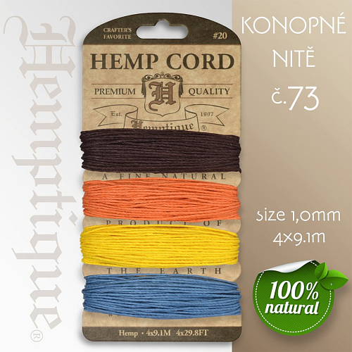 Konopná nit HEMP CORD síla nitě 1,0mm. Balení 4x9,1m. Barva č.73 Campfire