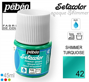 Barva na Textil SETACOLOR OPAQUE SHIMMER Pebeo. barva č. 42 TURQUOISE. Balení 45ml.