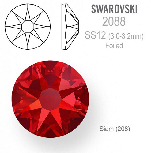 SWAROVSKI 2088 XIRIUS FOILED velikost SS12 barva Siam 
