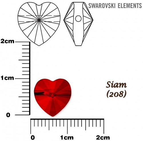 SWAROVSKI KORÁLKY Heart Bead barva SIAM velikost 10mm