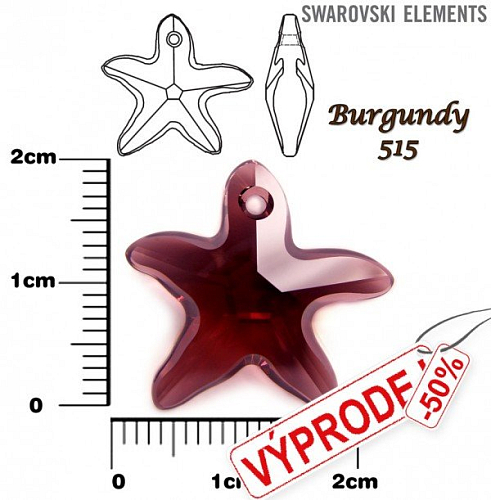  SWAROVSKI Starfish Pendant barva BURGUNDY velikost 20mm. 