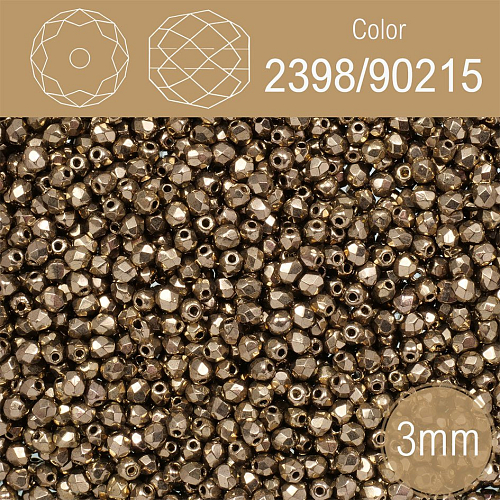 Korálky BROUŠENÉ 3mm. Barva 2398/90215. Neprůhledná bronzová . Balení 150Ks.