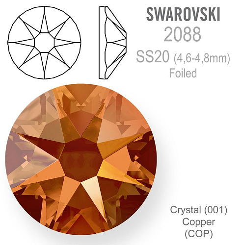 SWAROVSKI xirius FOILED velikost SS20 barva CRYSTAL COPPER 