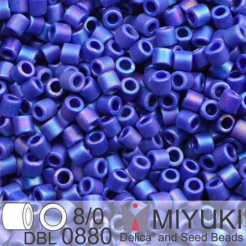 Korálky Miyuki Delica 8/0. Barva Matte Opaque Cobalt AB DBL0880. Balení 5g.