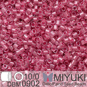 Korálky Miyuki Delica 10/0. Barva Spkl Peony Pink Lined Crystal DBM0902. Balení 5g.