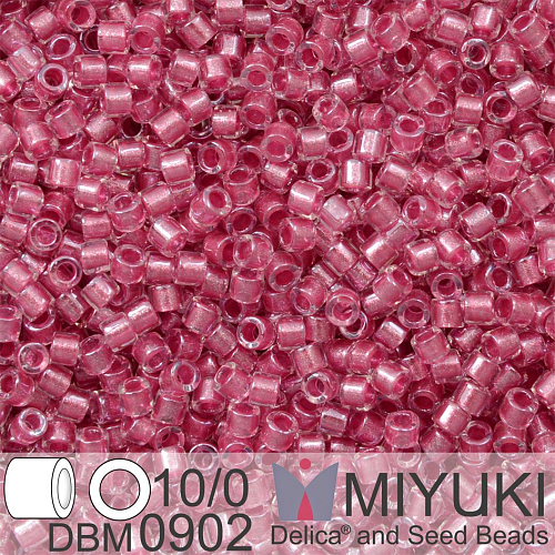 Korálky Miyuki Delica 10/0. Barva Spkl Peony Pink Lined Crystal DBM0902. Balení 5g.