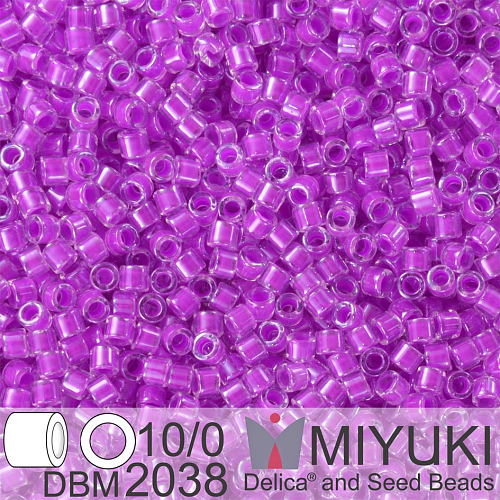 Korálky Miyuki Delica 10/0. Barva Luminous Plum Crazy  DBM2038. Balení 5g.
