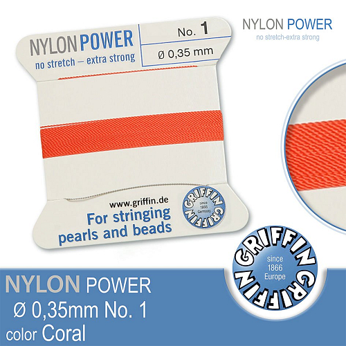 NYLON Power velmi pevná nit GRIFFIN síla nitě 0,35mm Barva Coral