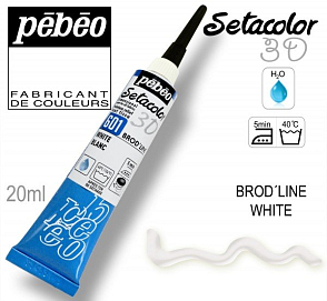 Kontura 3D SETACOLOR. Výrobce Pebeo. Barva 601 BRODY´LINE WHITE.