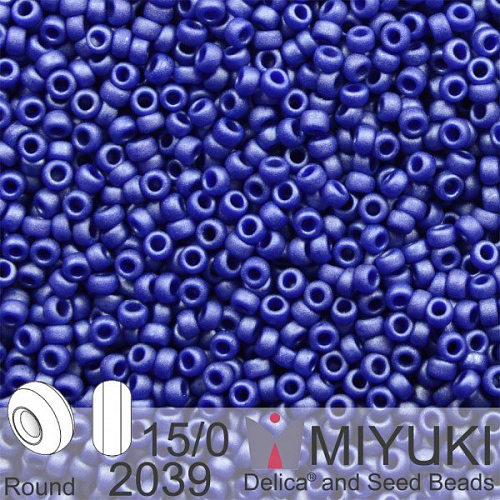 Korálky Miyuki Round 15/0. Barva 2039 Matte Met Royal Blue. Balení 5g