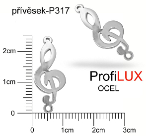 Přívěsek Chirurgická Ocel ozn-P317 přívěsek houslový KLÍČ. velikost 25x10mm tl.1.2mm. Řada přívěsků ProfiLUX. 