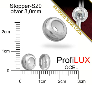 Stopper CHIRURGICKÁ OCEL ozn.-S20. velikost pr.9,0x4,3mm. Otvor 3,0mm.
