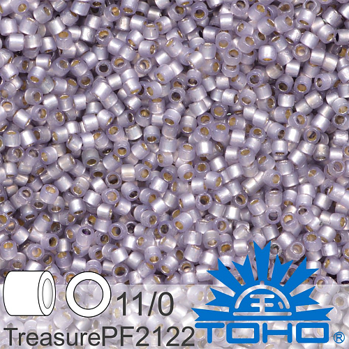 Korálky TOHO tvar TREASURE (válcové). Velikost 11/0. Barva PF2122 PermaFinish - Translucent Silver-Lined Alexandrite . Balení 5g.