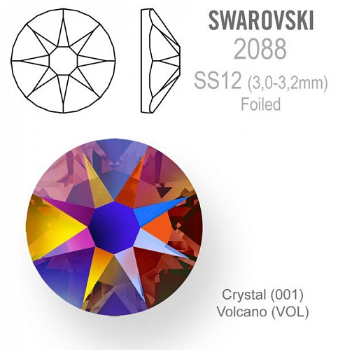 SWAROVSKI 2088 XIRIUS FOILED velikost SS12 barva Crystal Volcano