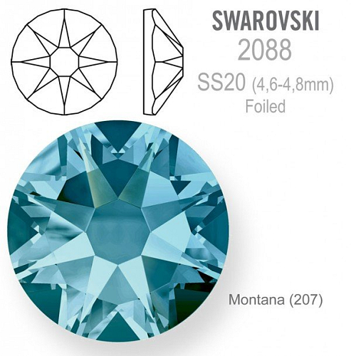 SWAROVSKI 2088 XIRIUS FOILED velikost SS20 barva Montana 