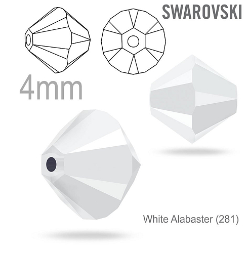 SWAROVSKI XILION BEAD 5328 barva WHITE ALABASTER velikost 4mm. Balení 20Ks