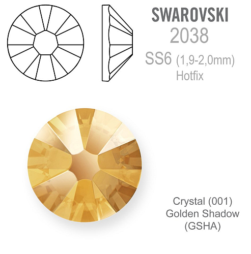 SWAROVSKI XILION rose HOT-FIX velikost SS6 barva CRYSTAL GOLDEN SHADOW.