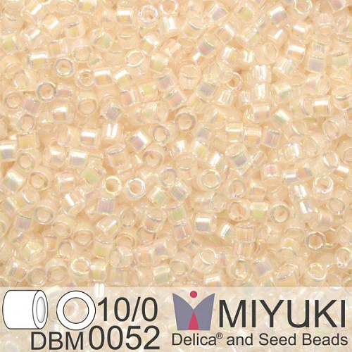 Korálky Miyuki Delica 10/0. Barva Blue Pale Peach Lined Crystal AB DBM0052. Balení 5g.