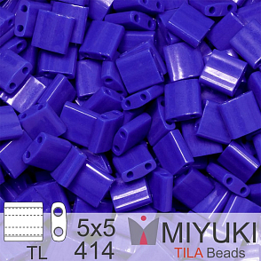 Korálky MIYUKI tvar TILA BEADS velikost 5x5mm. Barva TL-414 Opaque Cobalt. Balení 5g.