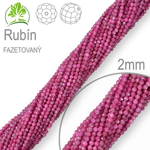 Korálky z minerálů Rubín Fazetovaný přírodní polodrahokam. Velikost pr.2mm. Balení 160Ks.