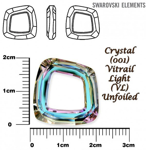 SWAROVSKI ELEMENTS Cosmic Square Ring barva CRYSTAL (001) VITRAIL LIGHT (VL) velikost 20mm.