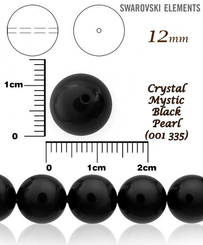 SWAROVSKI 5811 Voskované Perle barva CRYSTAL MYSTIC BLACK PEARL velikost 12mm. 