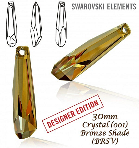 Swarovski  6017/G Crystalactite Pend.grand 30mm. Barva Crystal Bronze Shade V  