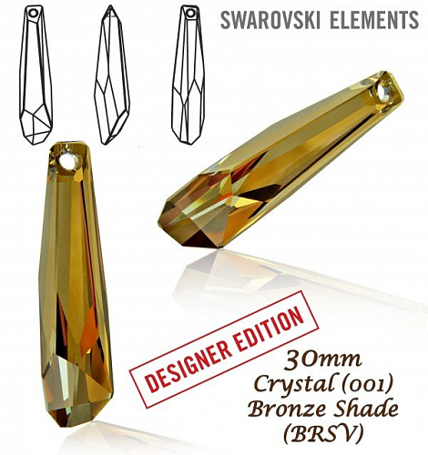 Swarovski  6017/G Crystalactite Pend.grand 30mm. Barva Crystal Bronze Shade V