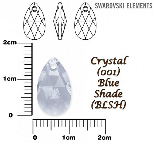 SWAROVSKI Pear-Shaped 6106 barva CRYSTAL BLUE SHADE velikost 16mm.