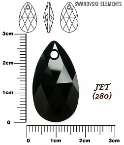 SWAROVSKI Pear-Shaped 6106 barva JET velikost 28mm.