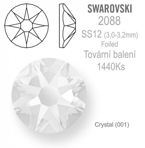 Swarovski XIRIUS Rose FOILED 2088 velikost SS12 barva Crystal tovární balení