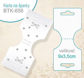 KARTA na šperky BTK 656. Velikost karty 9x3,5cm. Materiál PAPÍR.