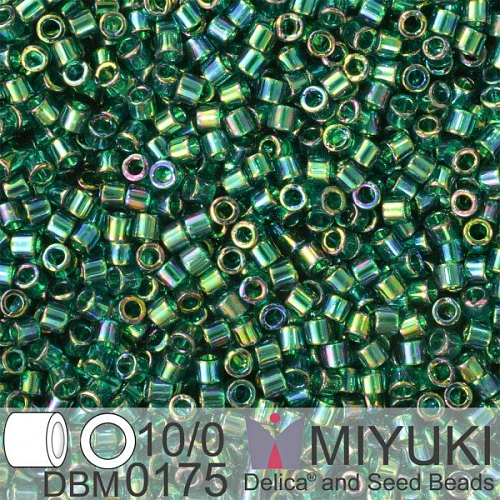 Korálky Miyuki Delica 10/0. Barva Tr Emerald AB DBM0175. Balení 5g.