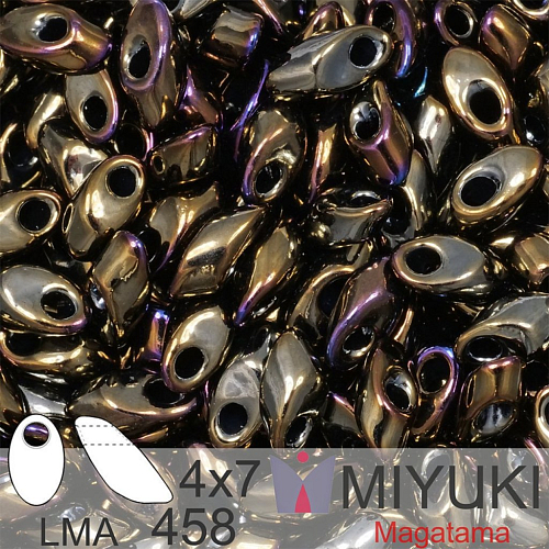 Korálky MIYUKI tvar Long MAGATAMA velikost 4x7mm. Barva LMA-458 Met Brown Iris. Balení 5g.