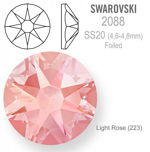 SWAROVSKI 2088 XIRIUS FOILED velikost SS20 barva Light Rose 