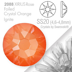 SWAROVSKI  XIRIUS Rose 2088 Foiled. Barva Crystal Orange Ignite velikost SS20 (4,6-4,8mm). Balení 15Ks.