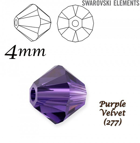 SWAROVSKI XILION BEAD 5328 barva PURPLE VELVET velikost 4mm. Balení 20Ks.