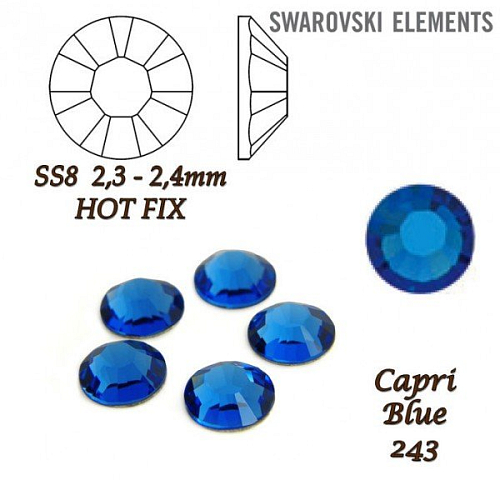 SWAROVSKI xilion rose HOT-FIX velikost SS8 barva CAPRI BLUE