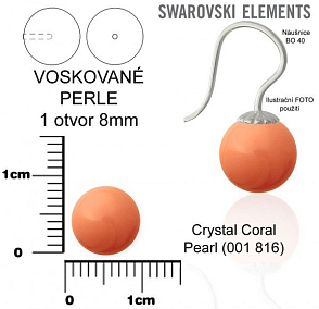 SWAROVSKI 5818 Voskované Perle 1otvor barva 816 CRYSTAL CORAL PEARL velikost 8mm.