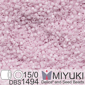 Korálky Miyuki Delica 15/0. Barva DBS 1494 Opaque Pale Rose. Balení 2g.