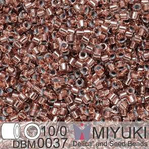 Korálky Miyuki Delica 10/0. Barva Copper Lined Crystal DBM0037. Balení 5g.