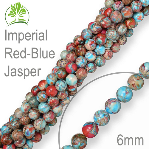 Korálky z minerálů Imperial Red-Blue Jasper přírodní polodrahokam. Velikost pr.6mm. Balení 12Ks.