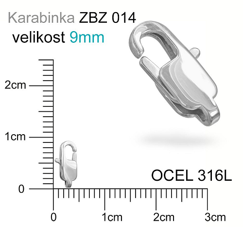 KARABINKA chirurgická ocel. Ozn. ZBZ 014. Velikost 9,0mm.